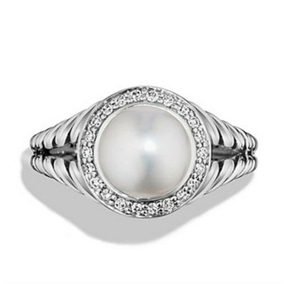 Silver Filled Size 10 Ring White Pearl - Picture 4 of 4